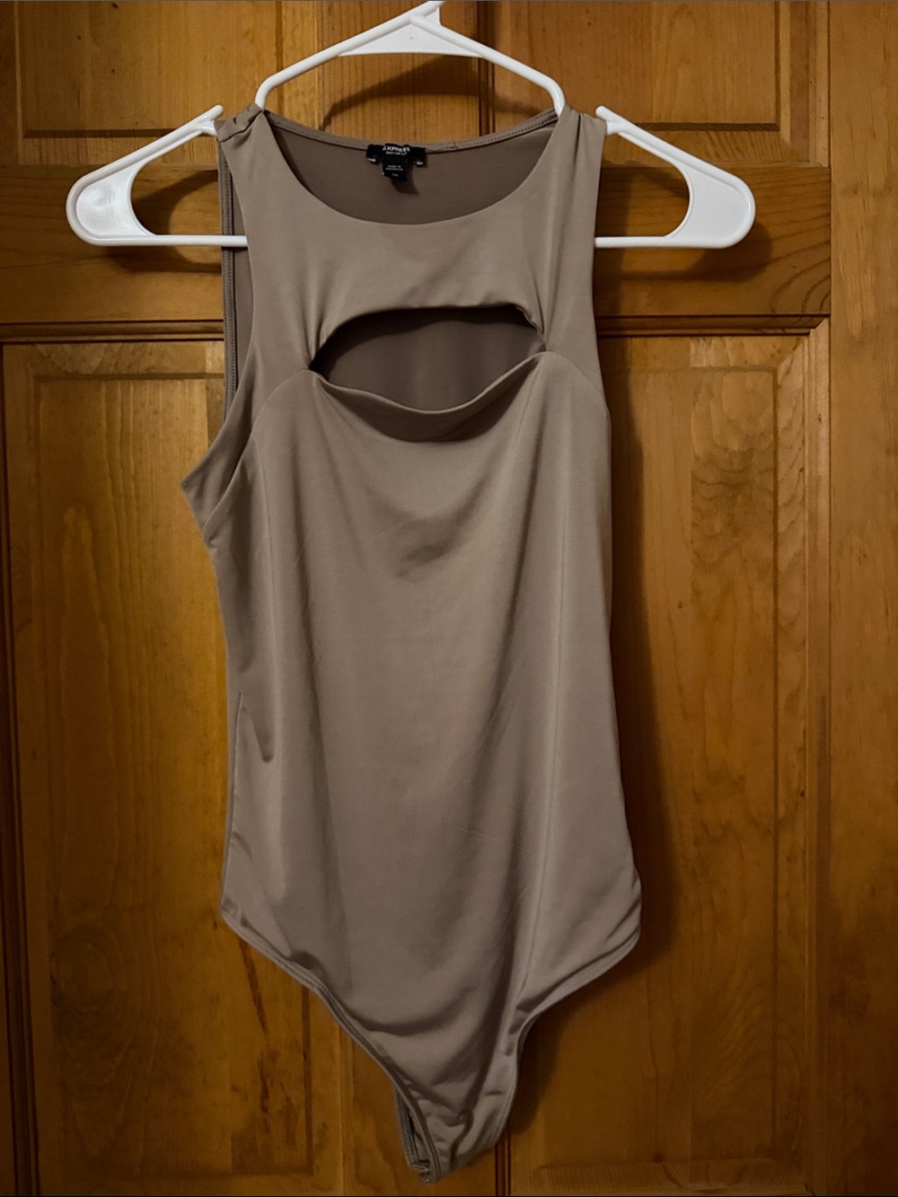 Express Taupe Cutout Sleeveless Bodysuit
